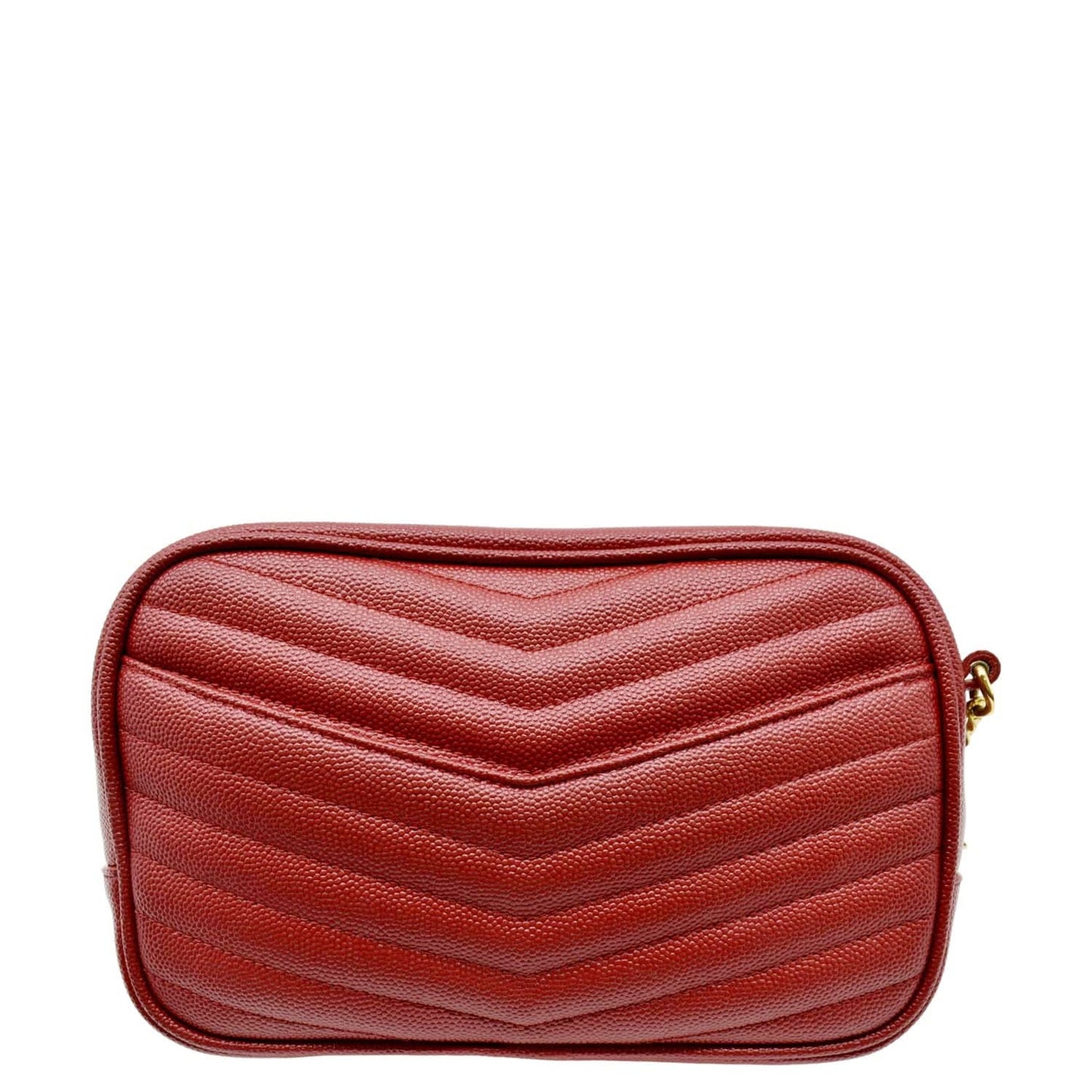 YSL Saint Laurent Yves Lou Chevron Camera Crossbody Bag Leather Red Small Camera Bag Small