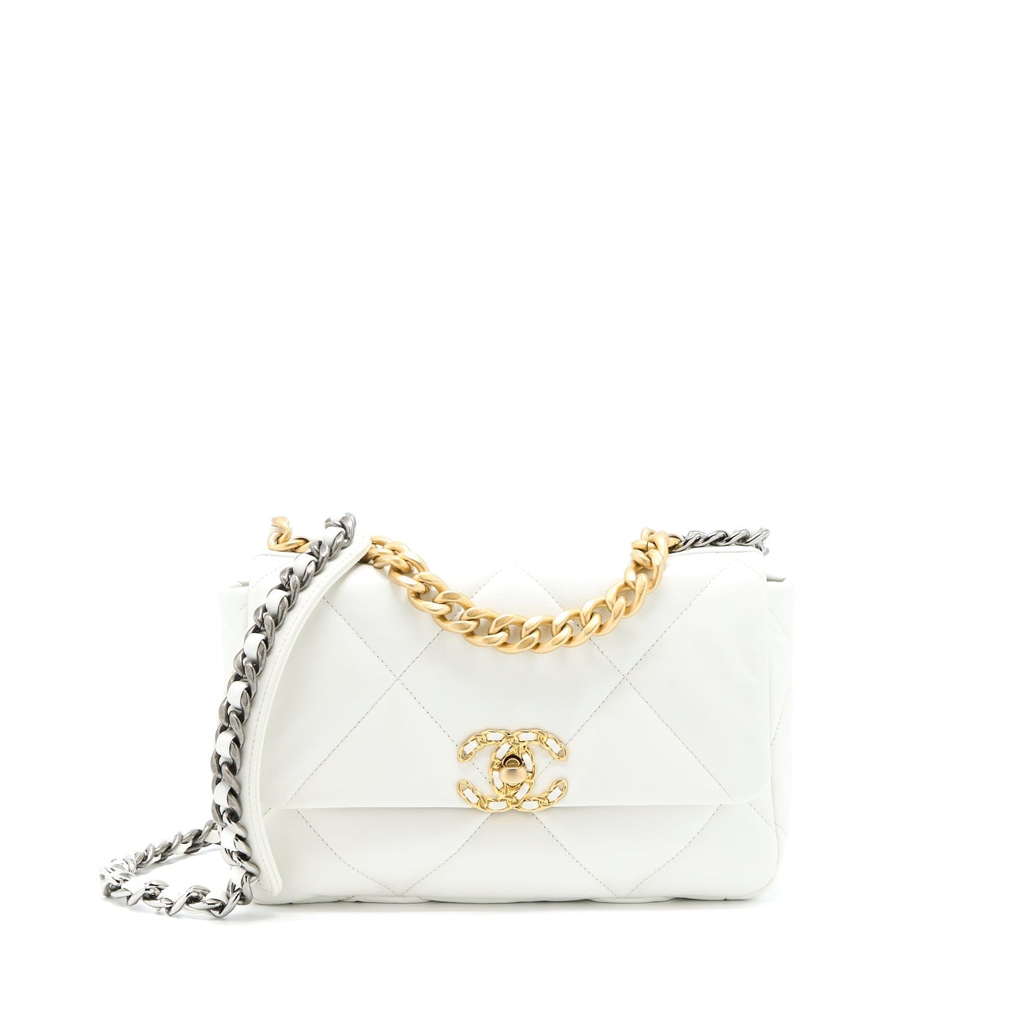 Chanel 19 Goatskin Hardware Multicolour White Small Handbag