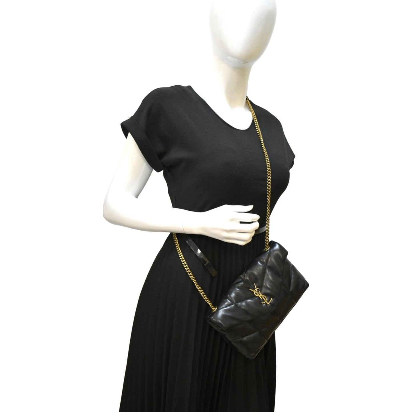 YSL Saint Laurent Yves Loulou Puffer Crossbody Bag Leather Lambskin Quilted