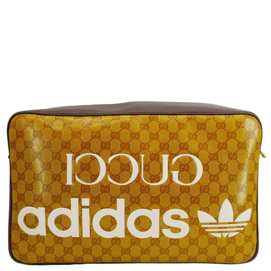Gucci Adidas Web Crystal Messenger Bag Canvas Brown Crossbody Bag