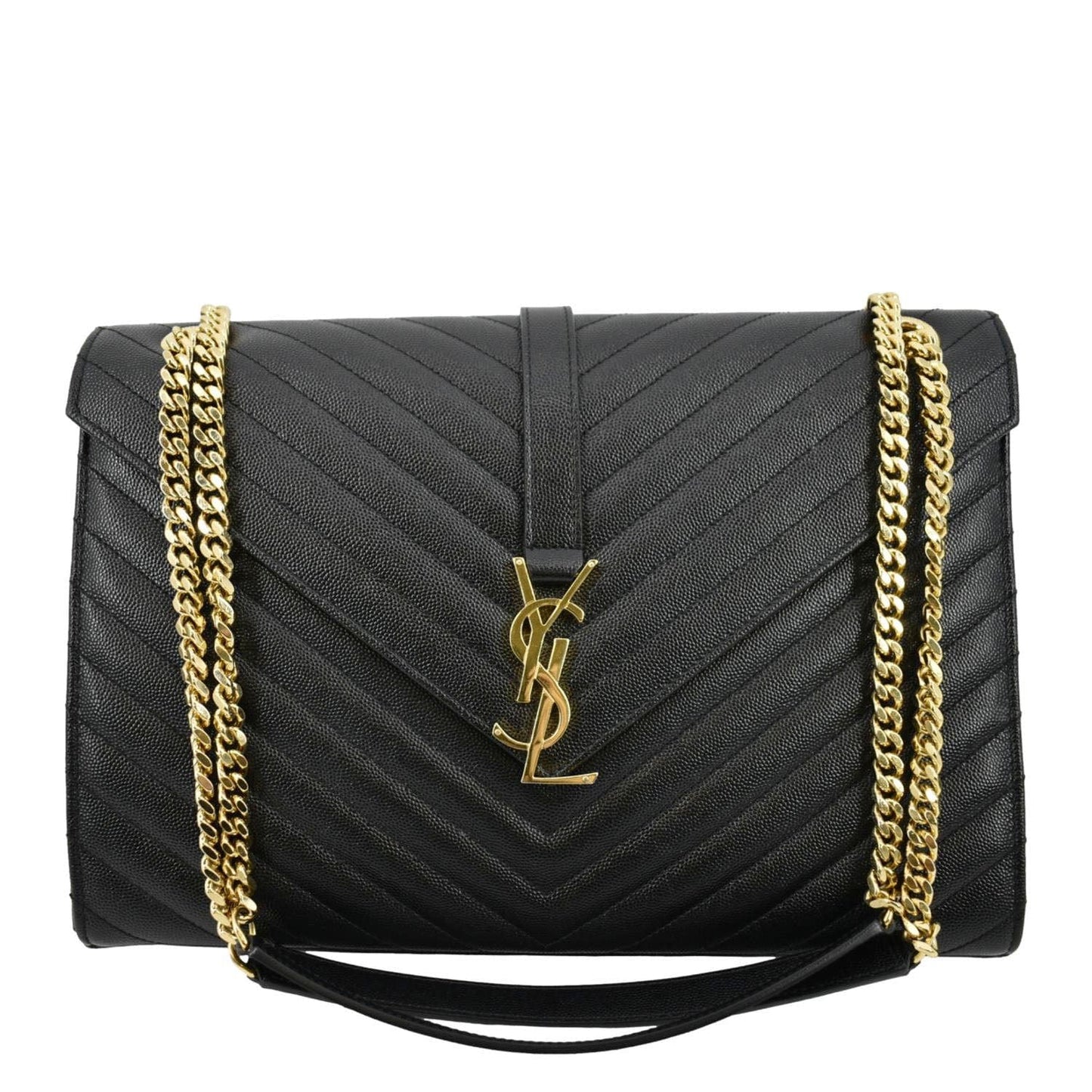 YSL Saint Laurent Saint Large Envelope Flap Shoulder Bag Leather Matelasse