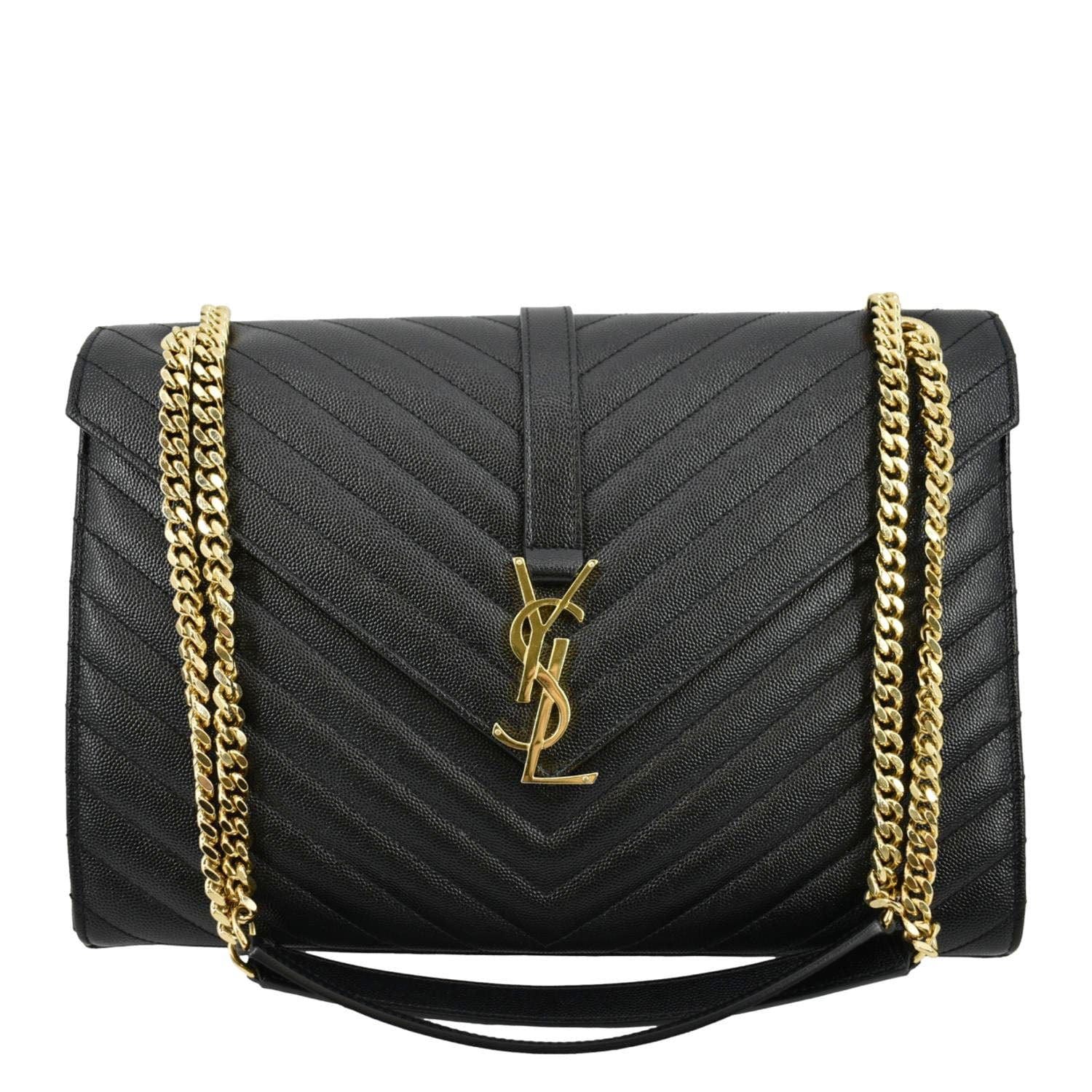 YSL Saint Laurent Saint Large Envelope Flap Shoulder Bag Leather Matelasse