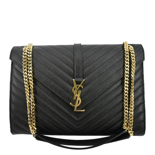 YSL Saint Laurent Saint Large Envelope Flap Shoulder Bag Leather Matelasse