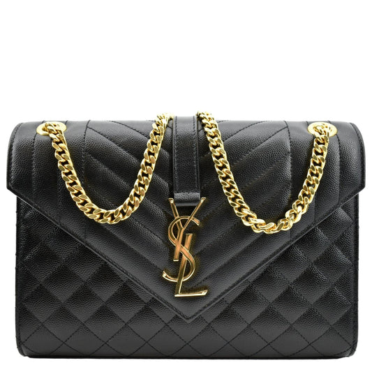 YSL Saint Laurent Yves Envelope Crossbody Bag Leather Matelasse Black Laurent Envelope Bag