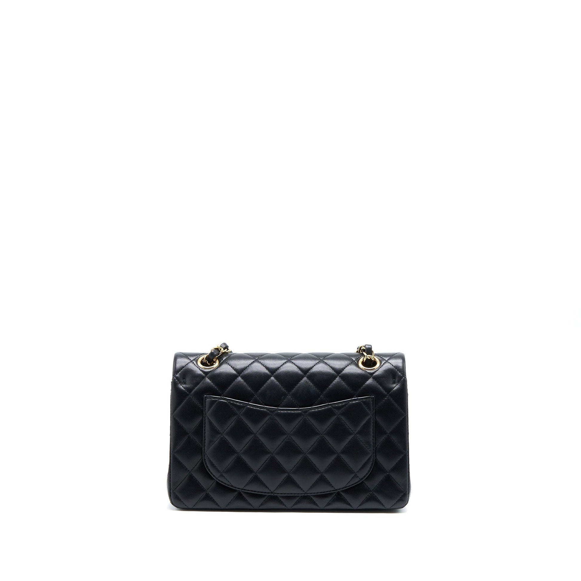 Chanel Classic Double Flap Lambskin GHW Microchip Black Small Shoulder Bag