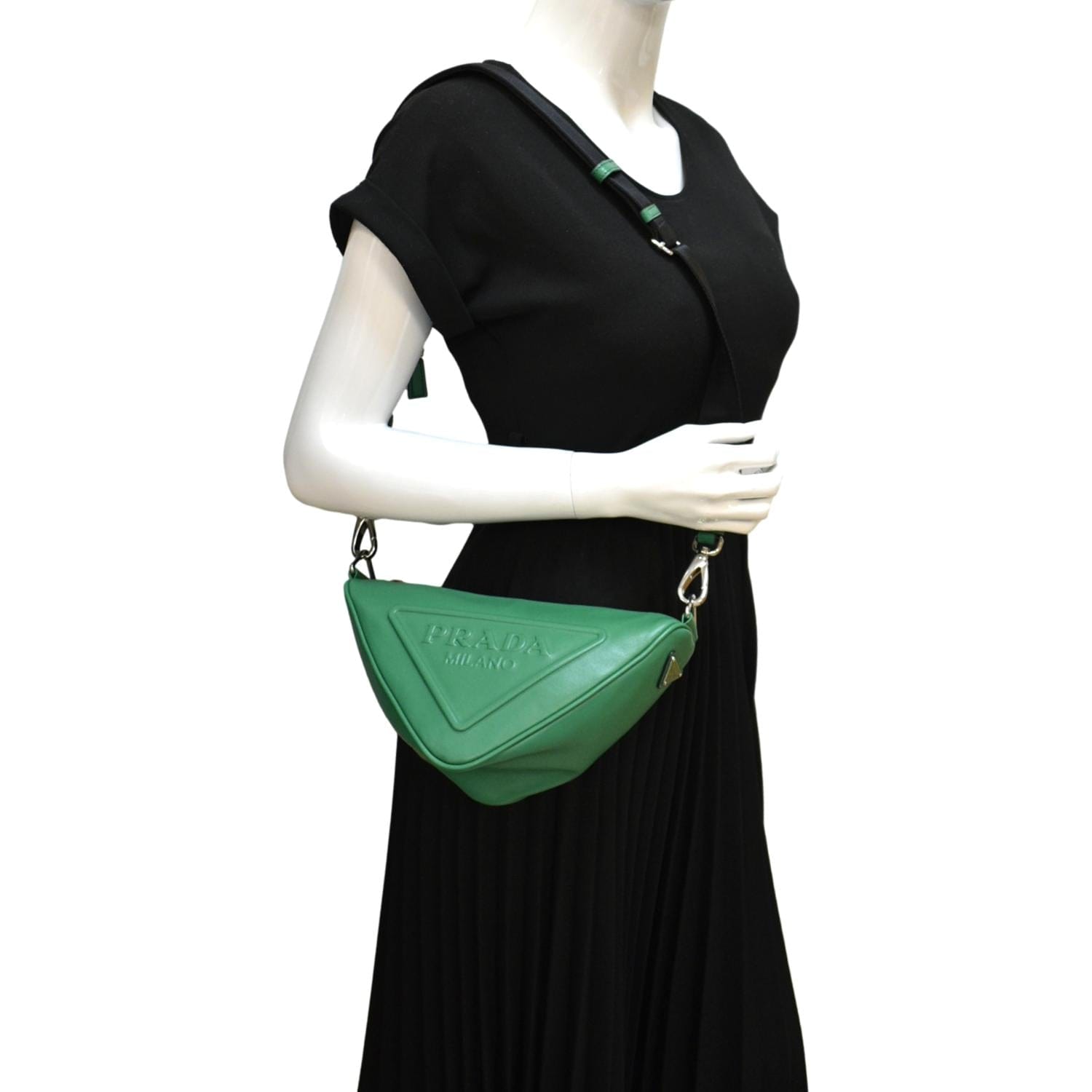 Prada Triangle Shoulder Bag Leather Green