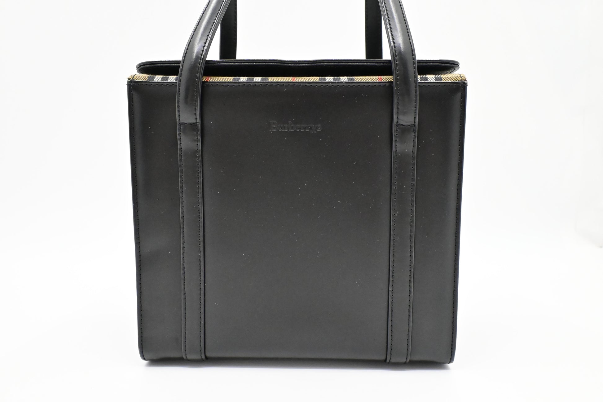 Burberry Box Handbag In Leather Black Travel Bag