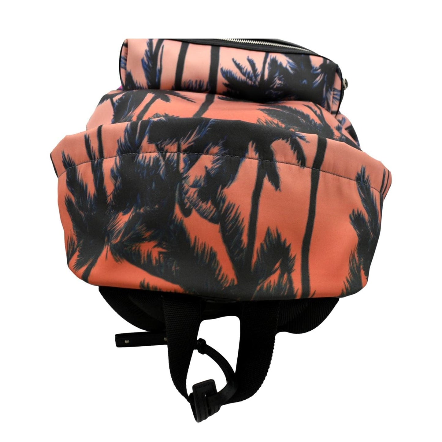 YSL Saint Laurent Yves City Palm Print Backpack Bag Canvas Orange