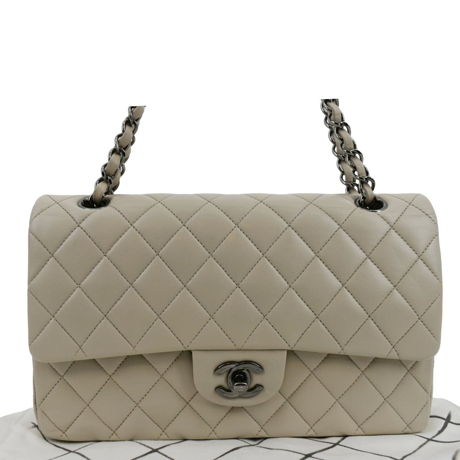 Chanel Classic Double Flap Quilted Leather Ivory Travel Bag