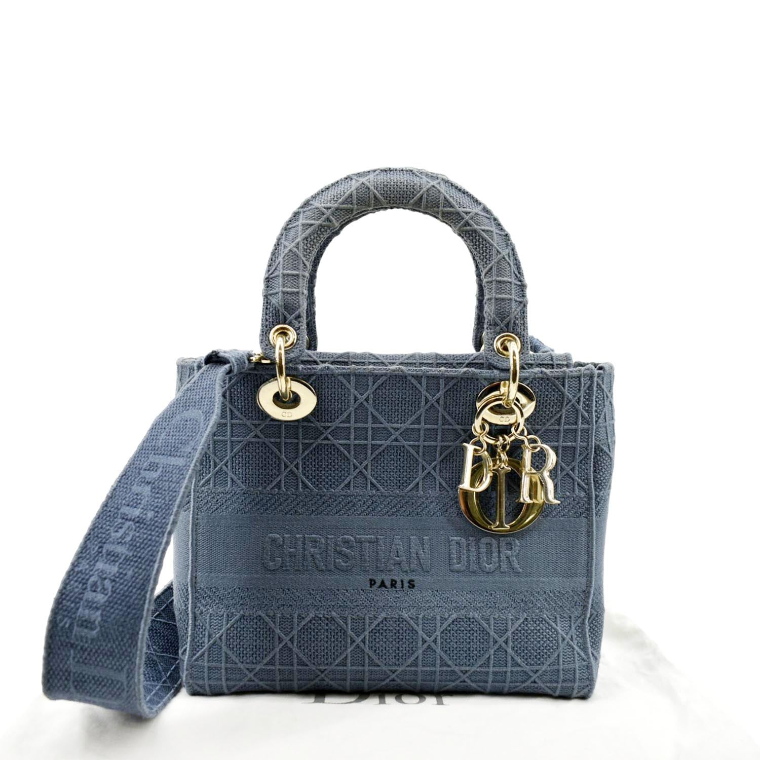 Dior Lady D Lite Embroidered Crossbody Bag Canvas Denim