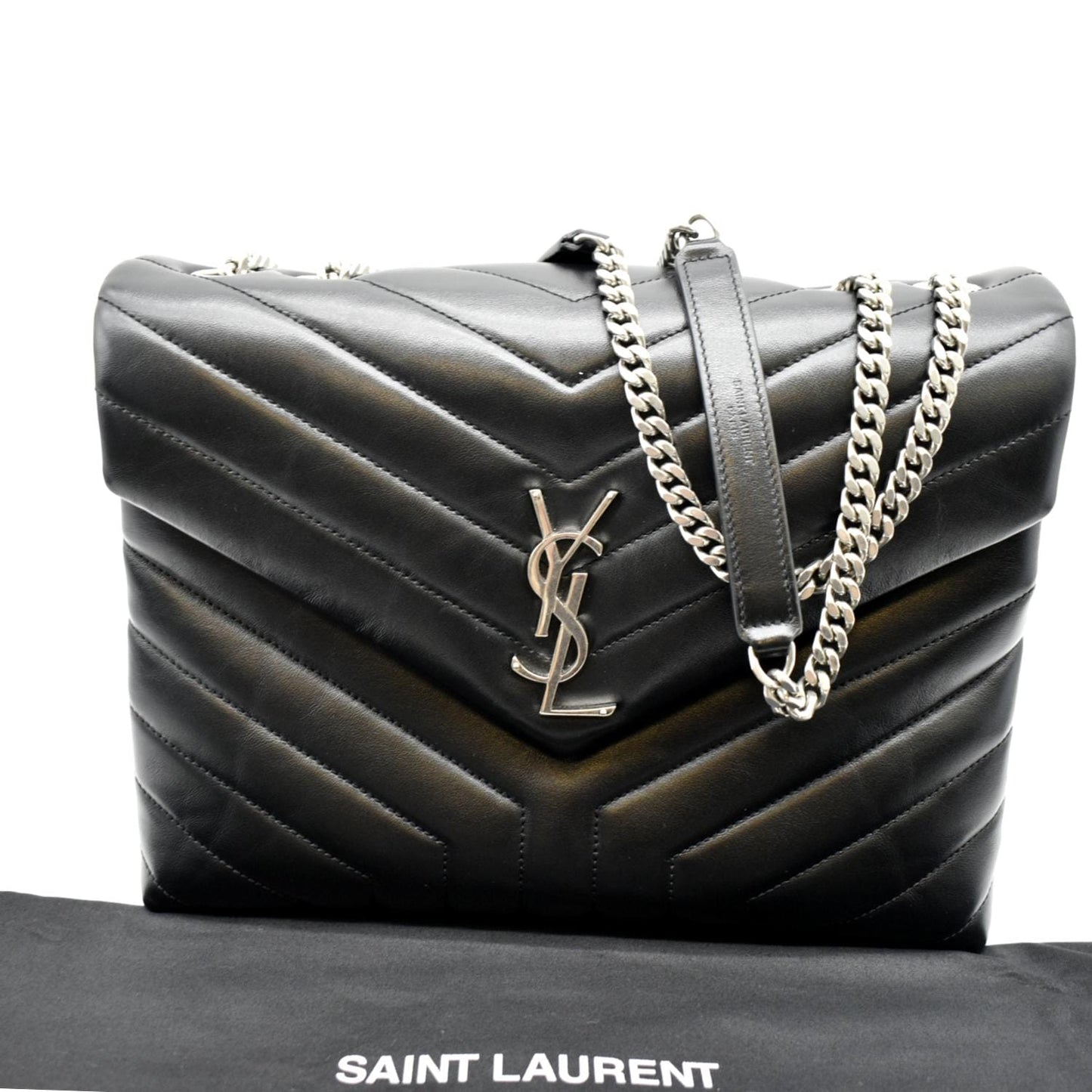 YSL Saint Laurent Yves Loulou Shoulder Bag Leather Matelasse Black Loulou Medium 5
