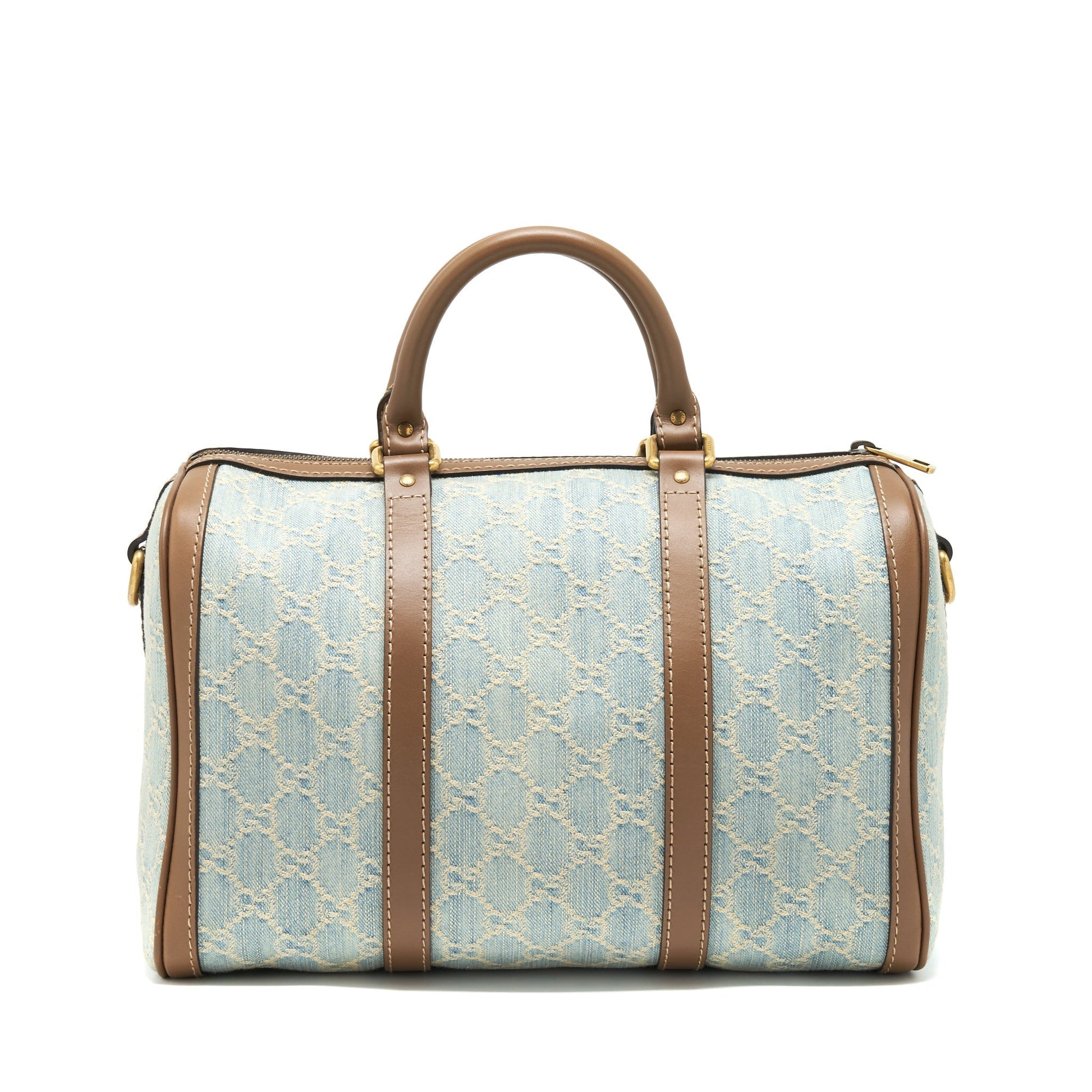 Gucci Boston Bag With Cross Body Strap Denim Crossbody Bag