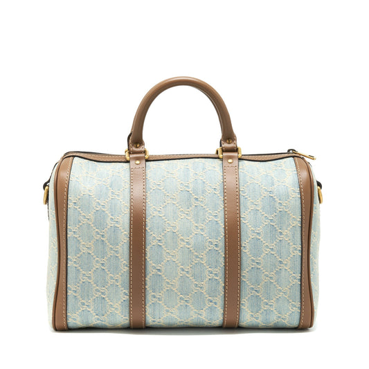 Gucci Boston Bag With Cross Body Strap Denim Crossbody Bag