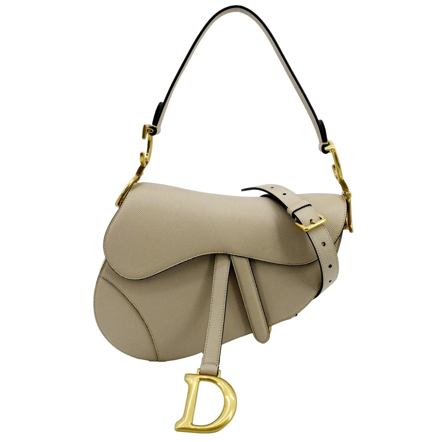 Dior Saddle Grained Calfskin Shoulder Bag Leather Beige Shoulder Bag Beige