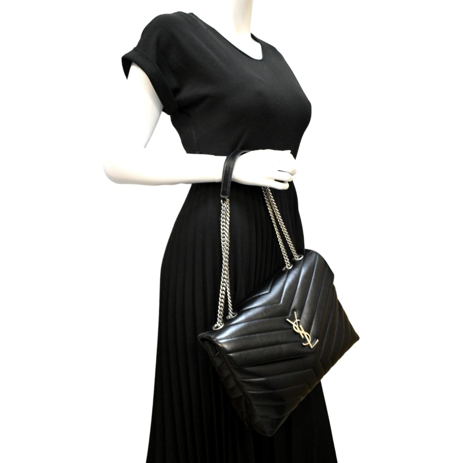 YSL Saint Laurent Saint Medium Loulou Chain Shoulder Bag Leather Matelasse