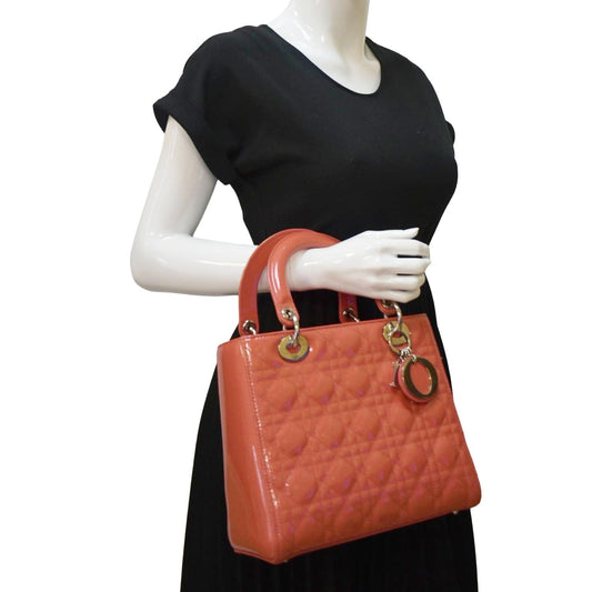 Dior Lady Shoulder Bag Leather Pink
