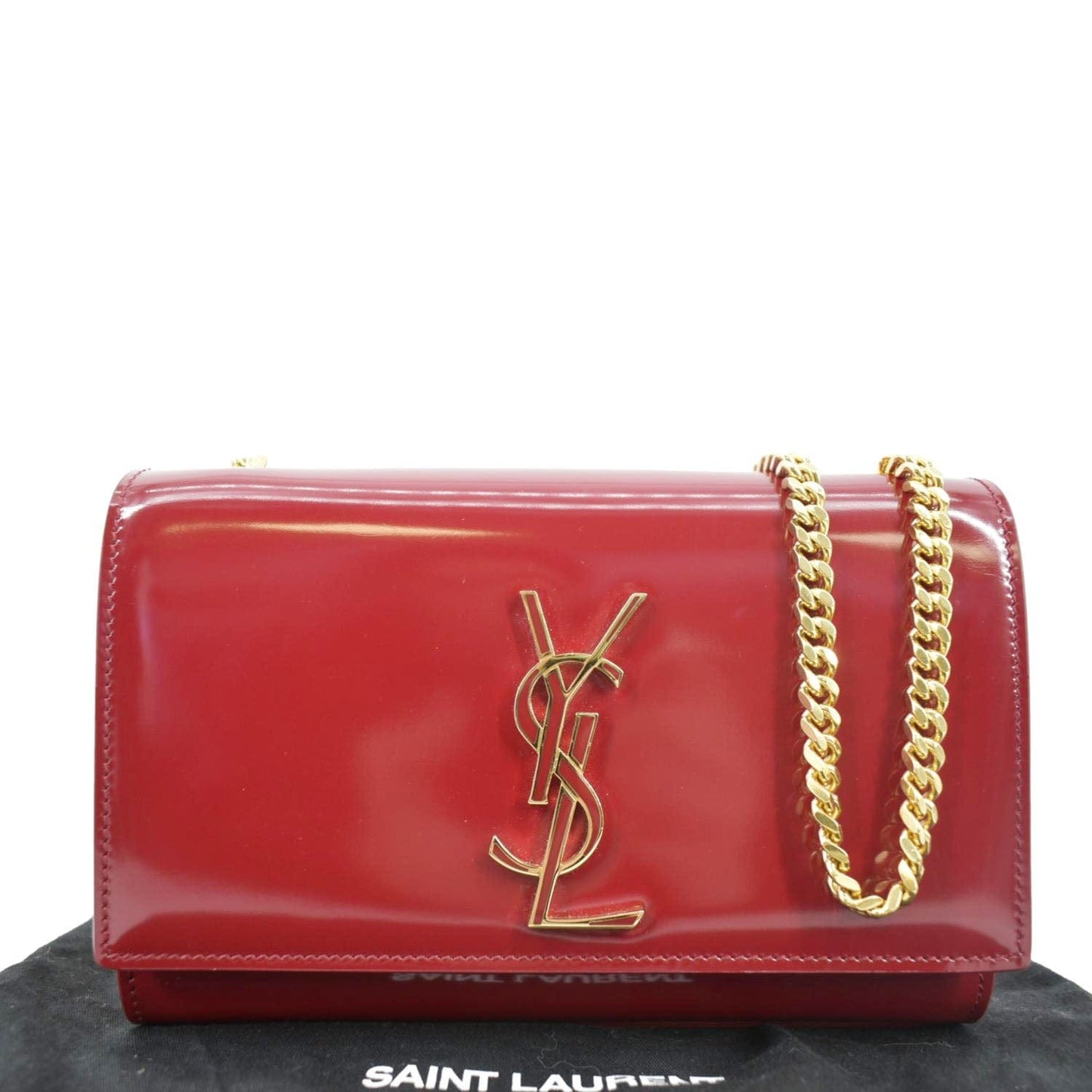 YSL Saint Laurent Yves Kate Clutch Crossbody Bag Leather Red Chain Clutch Bag