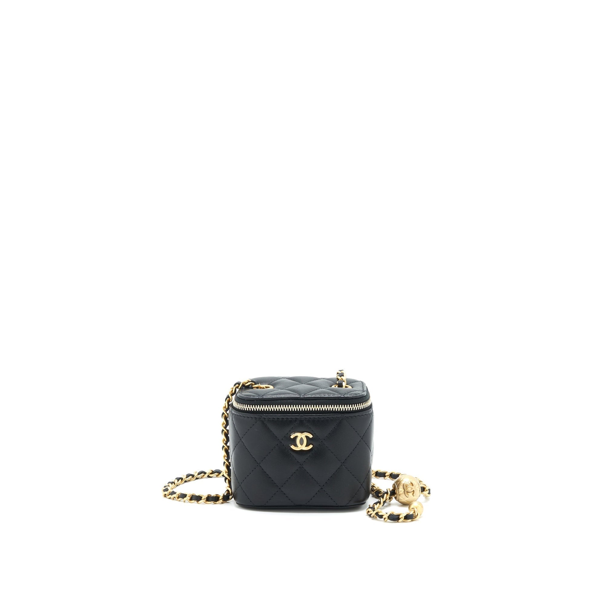 Chanel 22C Pearl Crush Vanity Lambskin GHW Black Mini Bag