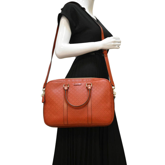 Gucci Diamante Bright Briefcase Travel Bag Orange Leather