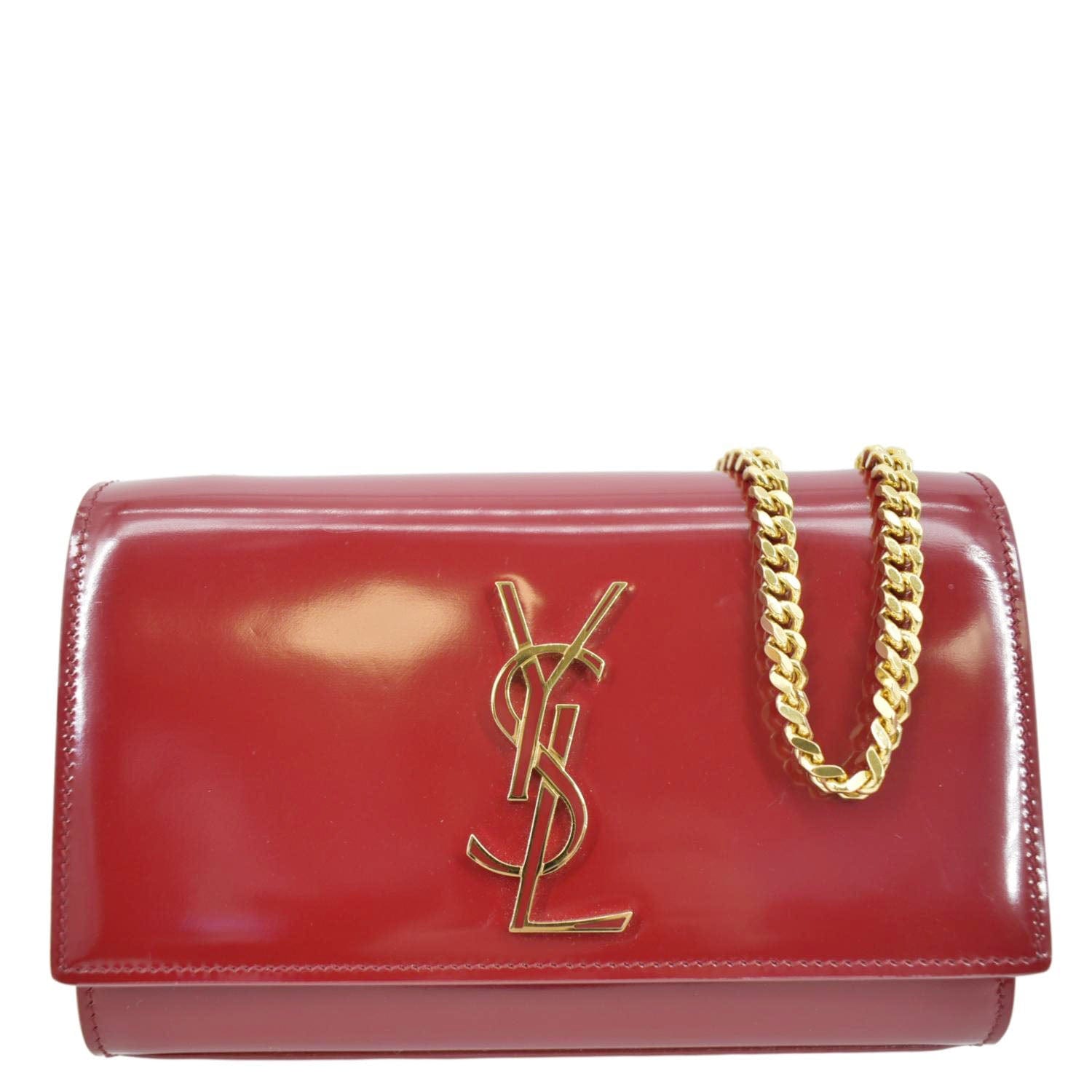 YSL Saint Laurent Saint Kate Clutch Crossbody Bag Leather Red