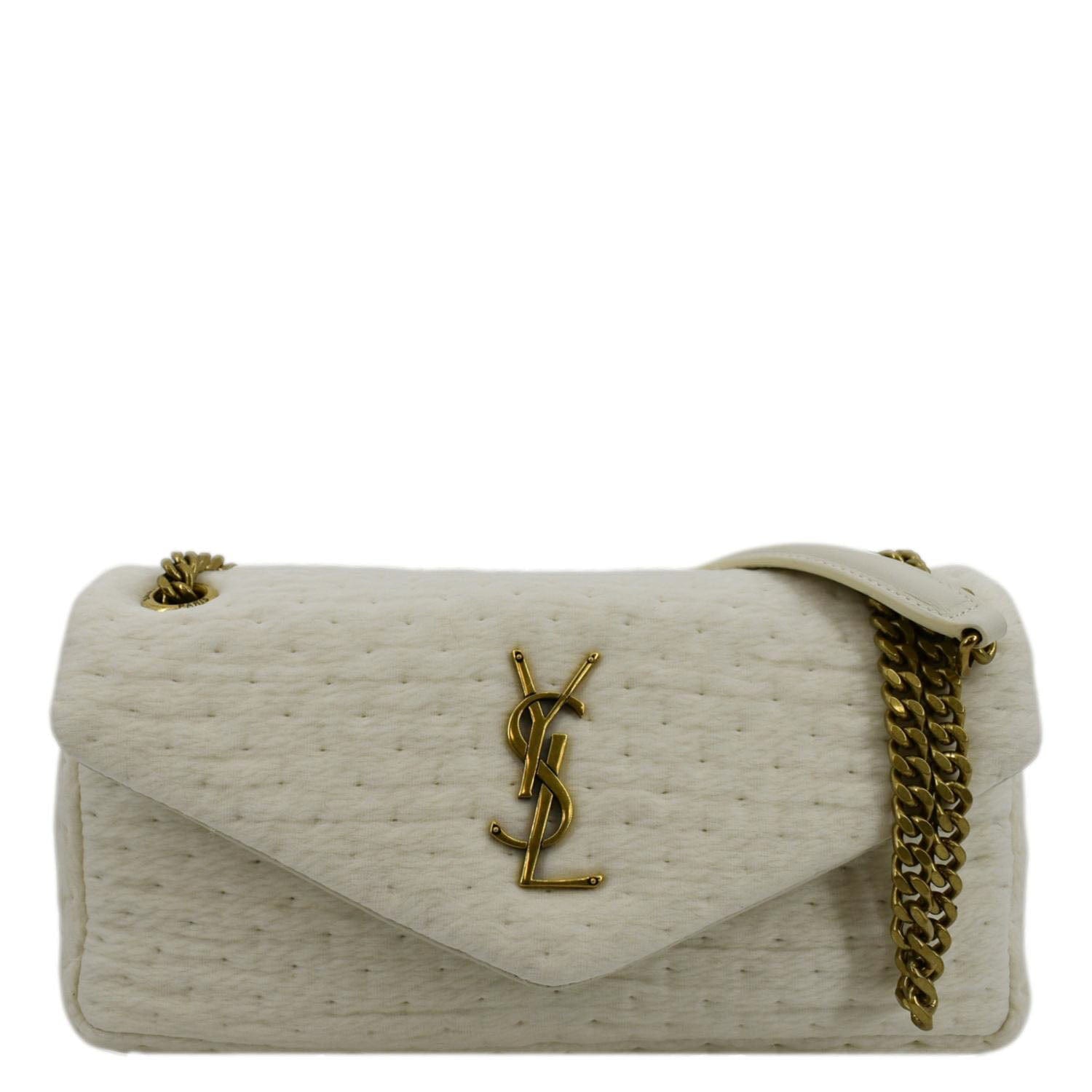 YSL Saint Laurent Yves Calypso Organza Crossbody Bag Leather White Saint Laurent Calypso