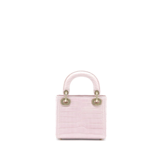 Dior Lady Alligator Mississippiensis Light Crystal Handbag Pink Mini Travel Bag
