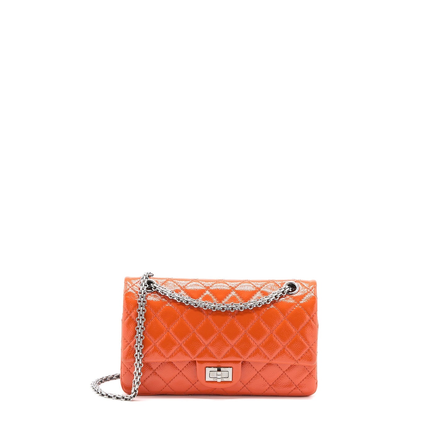 Chanel 2.55 Reissue Flap Patent SHW Orange Small Leather Shoulder Bag