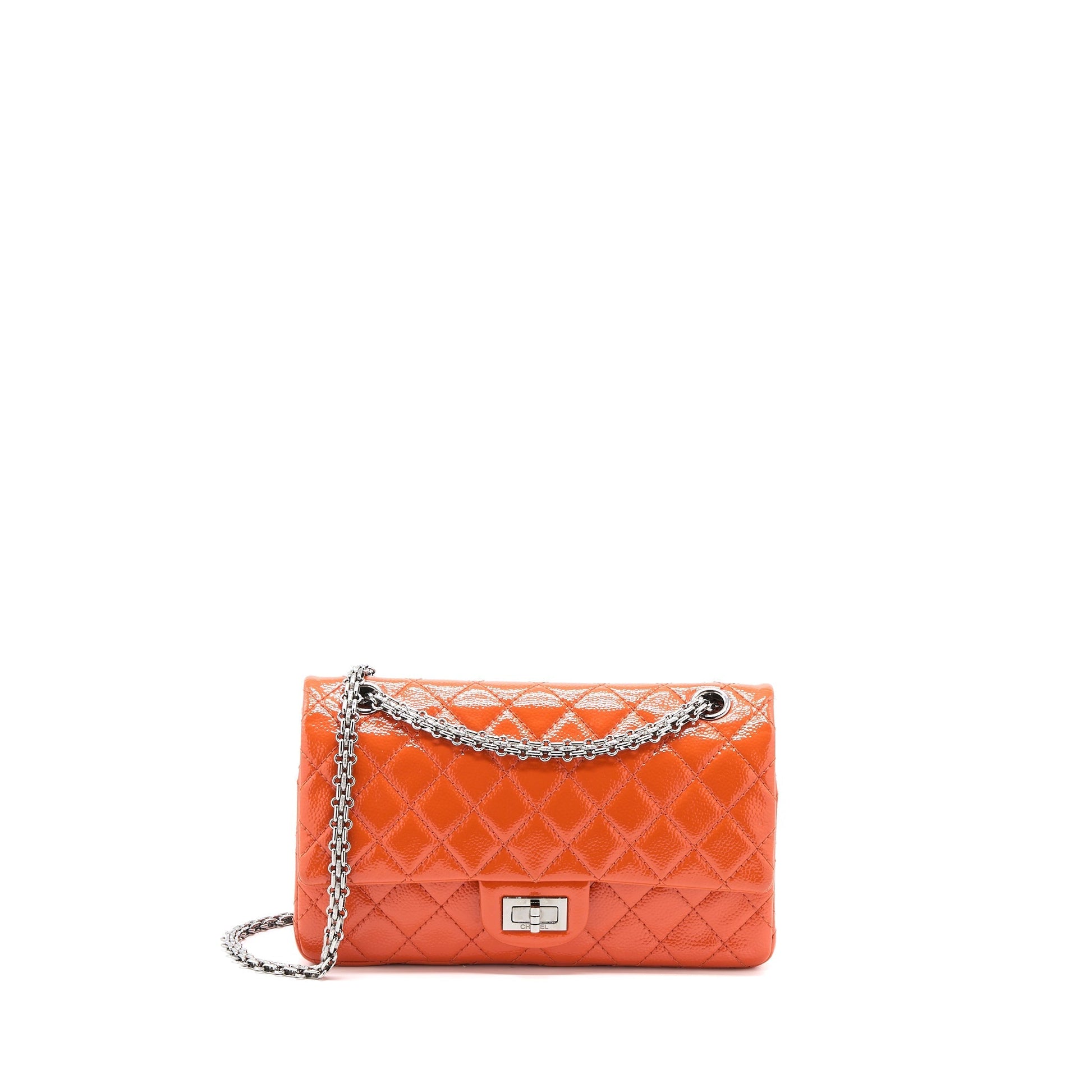 Chanel 2.55 Reissue Flap Patent SHW Orange Small Leather Shoulder Bag