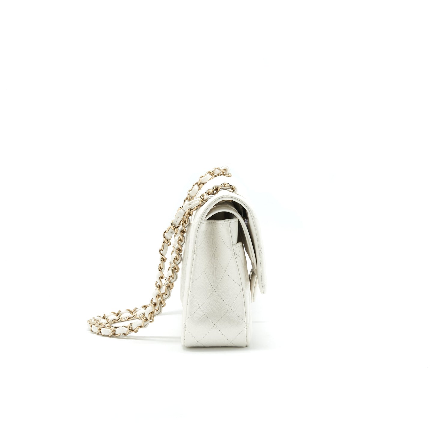 Chanel Classic Double flap Caviar LGHW White Shoulder Bag