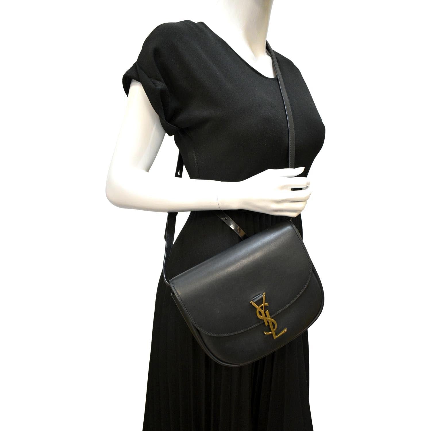 YSL Saint Laurent Yves Kaia Crossbody Bag Leather Black