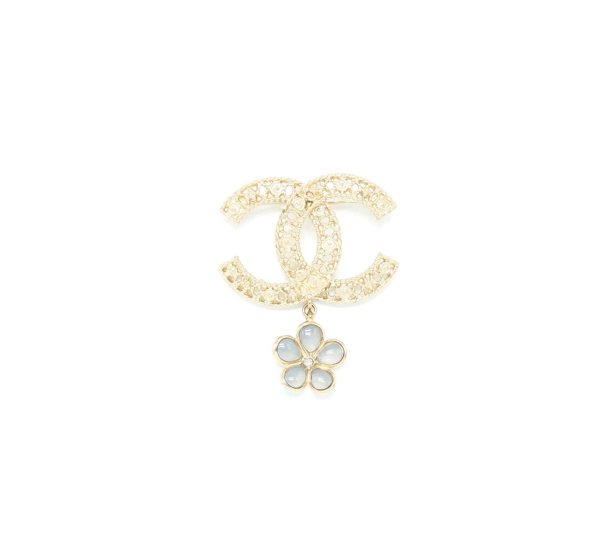 Chanel CC Logo Brooch Camellia Drop Brushed Handbag