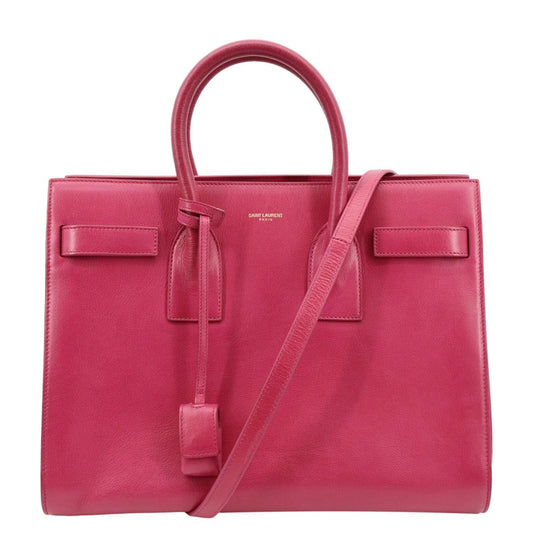 YSL Saint Laurent Saint Sac De Jour Satchel Shoulder Bag Leather Pink