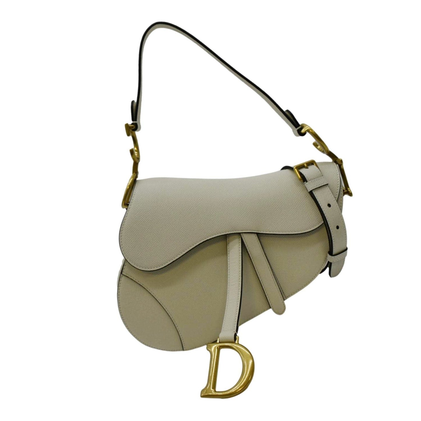 Dior Saddle Grained Calfskin Satchel Shoulder Bag Ivory Leather Satchel Bag