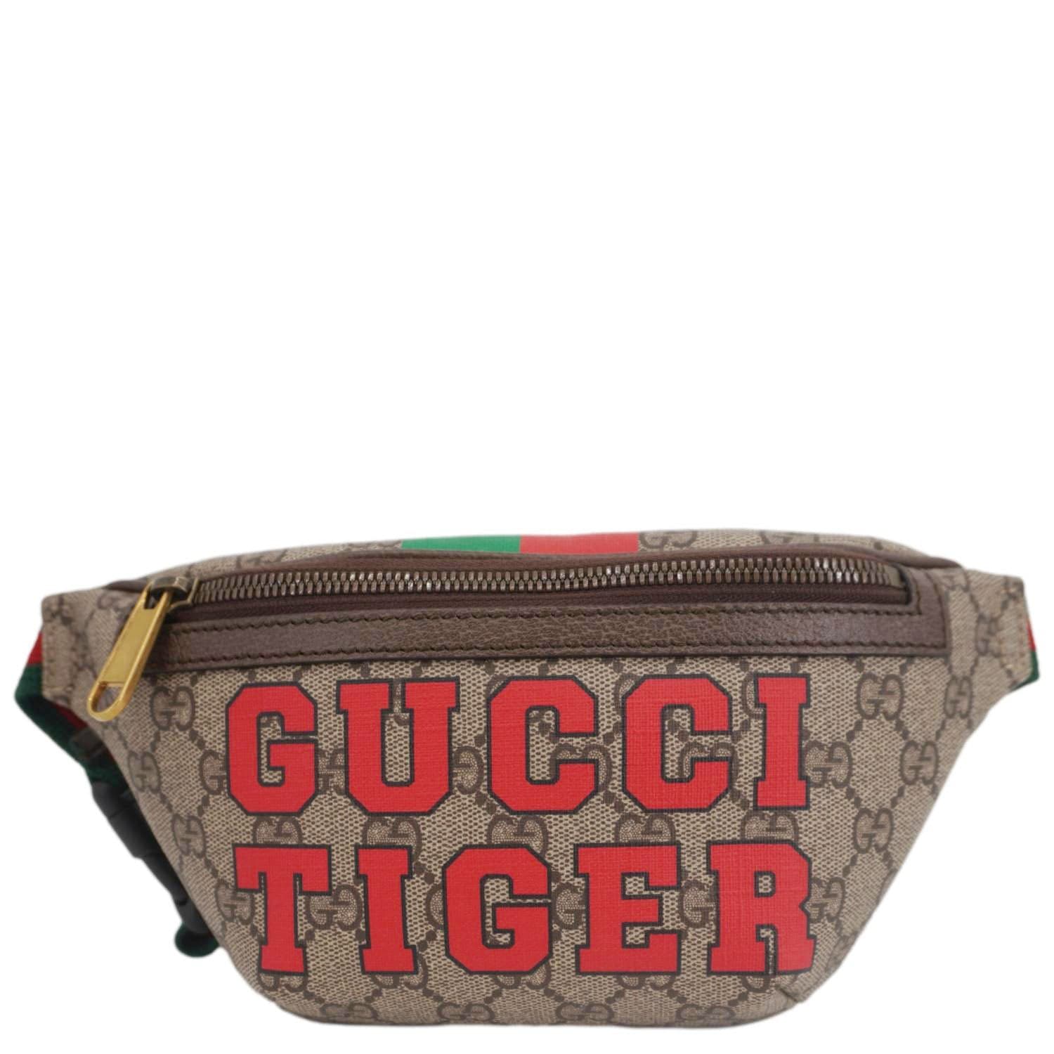 Gucci Tiger Print Supreme Belt Bag Canvas Beige Accessory