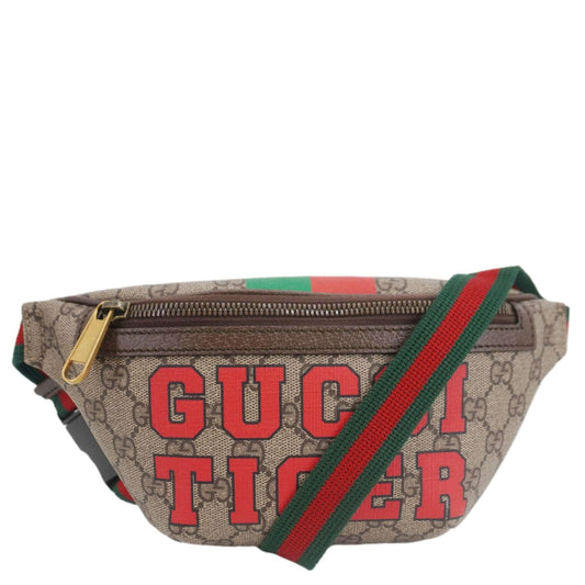 Gucci Tiger Print Supreme Belt Bag Canvas Beige Accessory