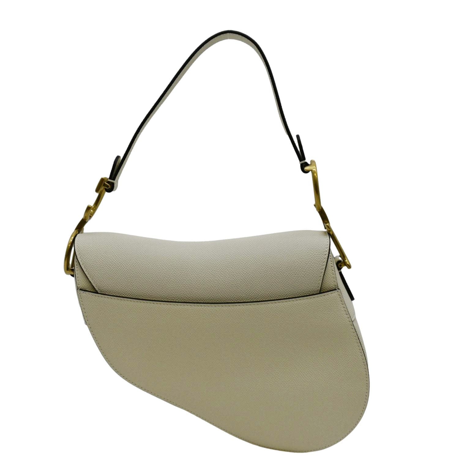 Dior Saddle Grained Calfskin Satchel Shoulder Bag Ivory Leather Satchel Bag
