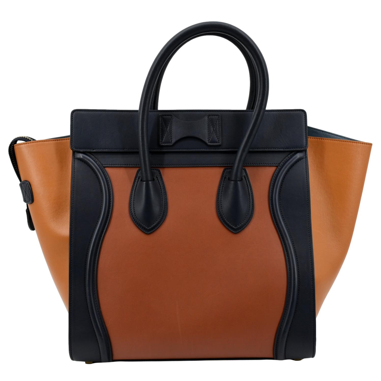 Luggage Calfskin Tote Bag Tri Color Leather