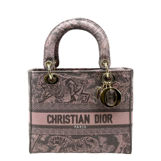 Dior Lady D Lite Embroidered Shoulder Bag Rose Canvas