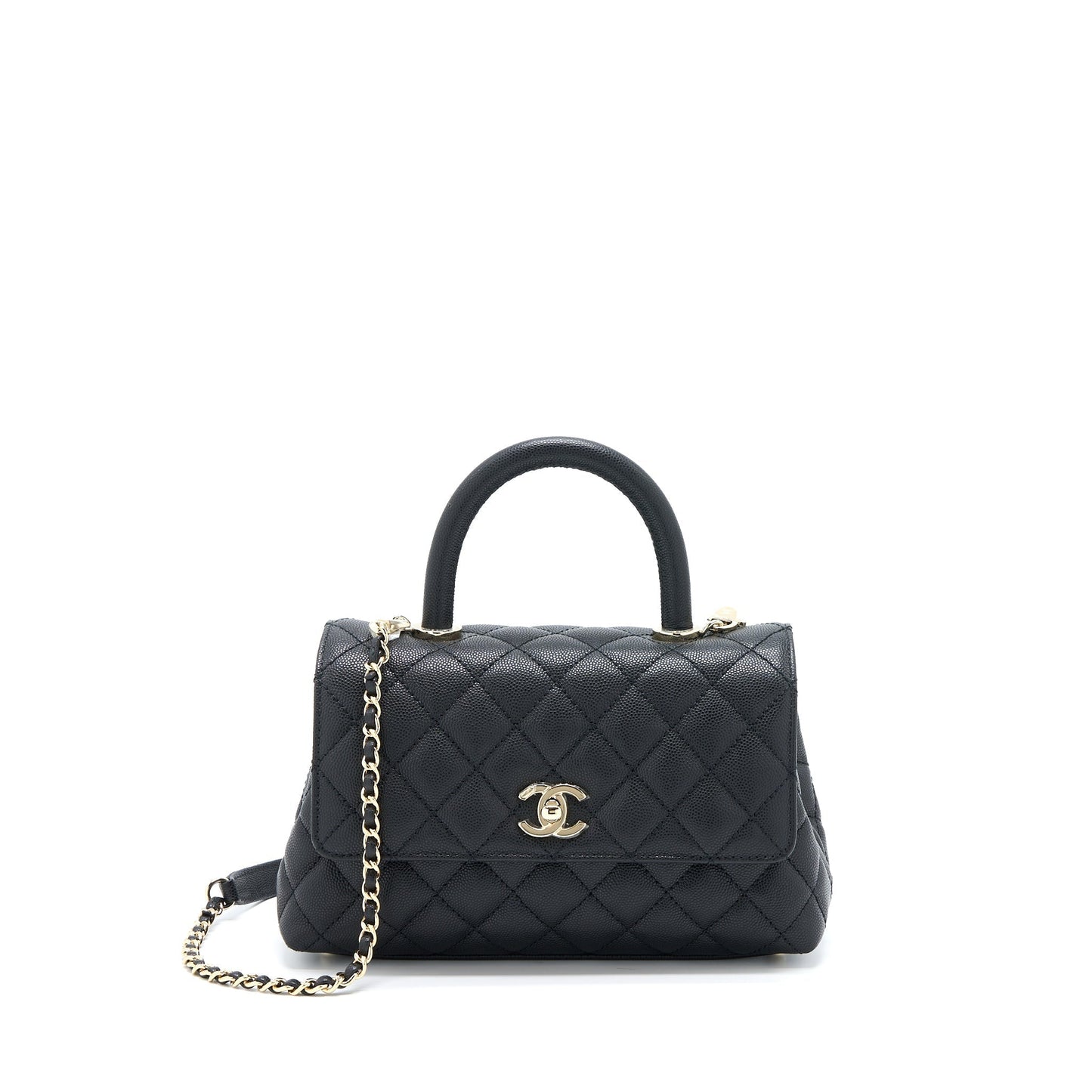 Chanel Coco Handle Caviar LGHW Microchip Black Handbag