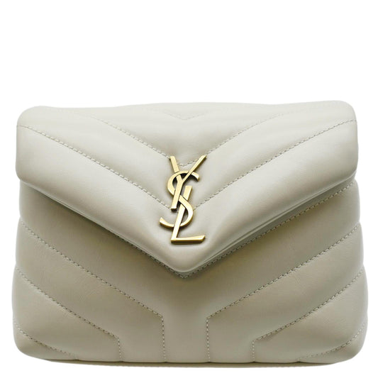 YSL Saint Laurent Saint Toy Loulou Crossbody Bag Ivory Leather Matelasse