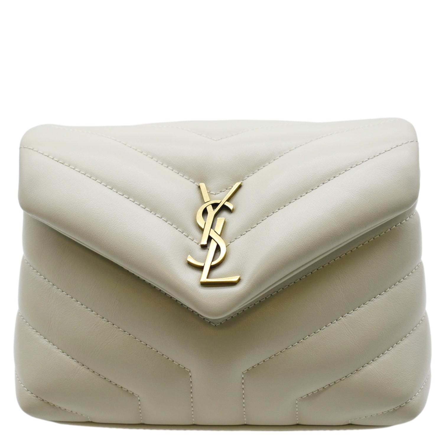 YSL Saint Laurent Yves Loulou Crossbody Bag Ivory Leather Matelasse Toy