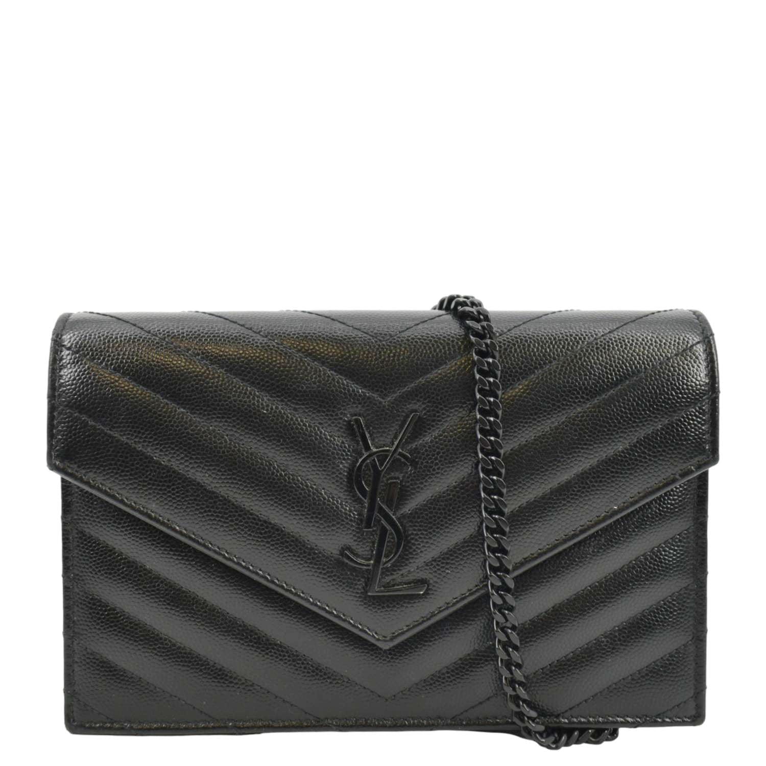 YSL Saint Laurent Saint Envelope Crossbody Bag Leather Black
