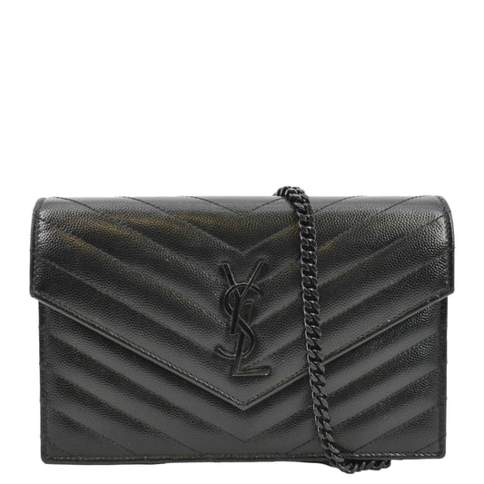 YSL Saint Laurent Saint Envelope Crossbody Bag Leather Black