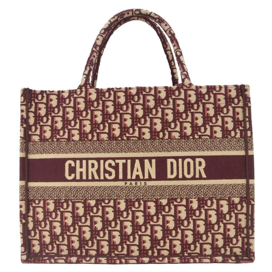 Dior Book Oblique Embroidery Tote Bag Burgundy Medium