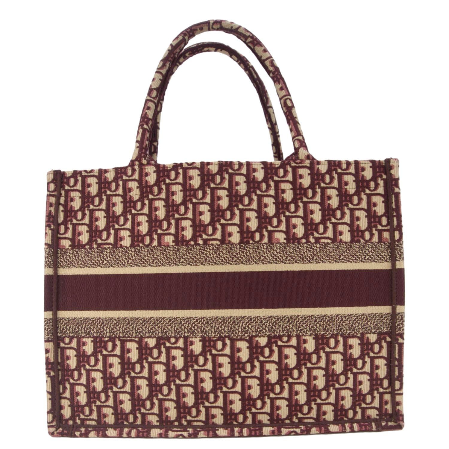 Dior Book Oblique Embroidery Tote Bag Burgundy Medium