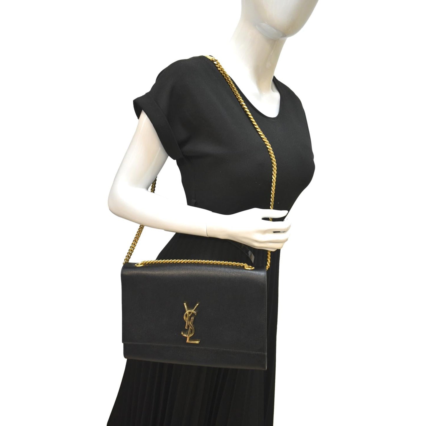 YSL Saint Laurent Yves Kate Shoulder Bag Leather Black Laurent Kate 1