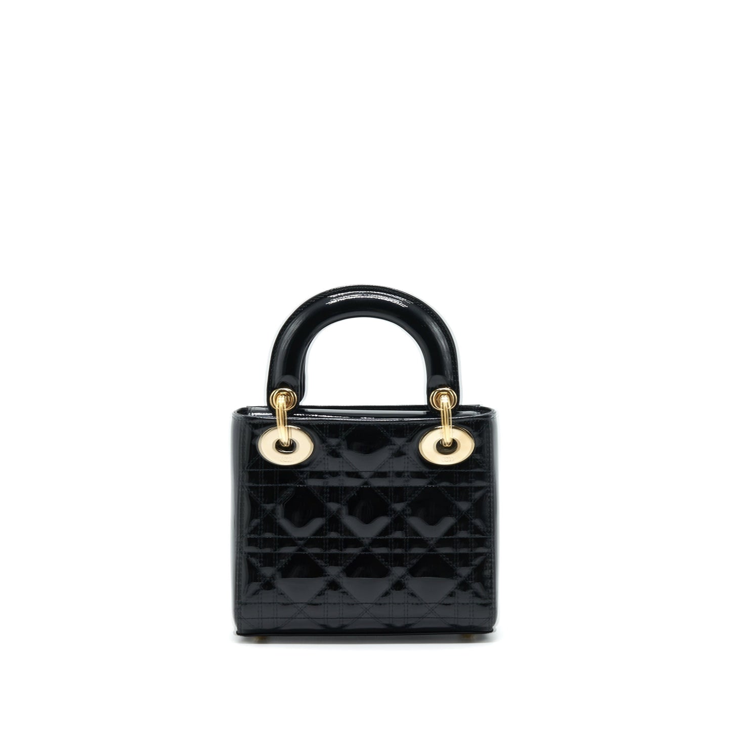 Dior Lady Patent Handbag Leather Black Travel Bag Black Handbag