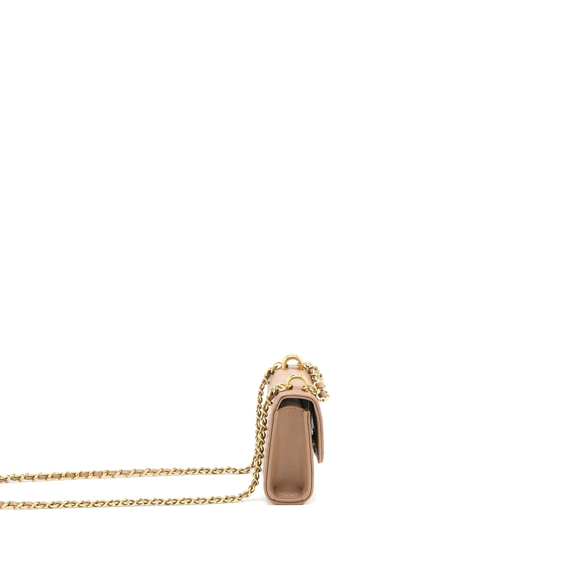 Chanel Flap Caviar GHW Microchip Beige Shoulder Bag