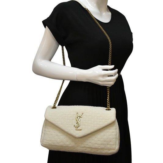 YSL Saint Laurent Yves Calypso Organza Crossbody Bag Leather White Saint Laurent Calypso