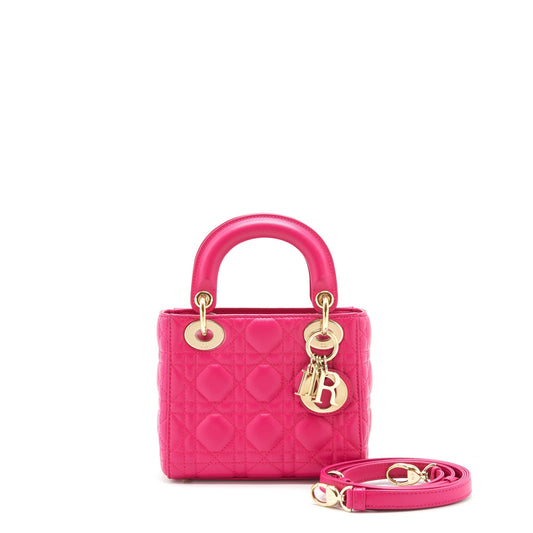 Dior Lady Purse Lambskin Handbag Pink Mini Travel Bag